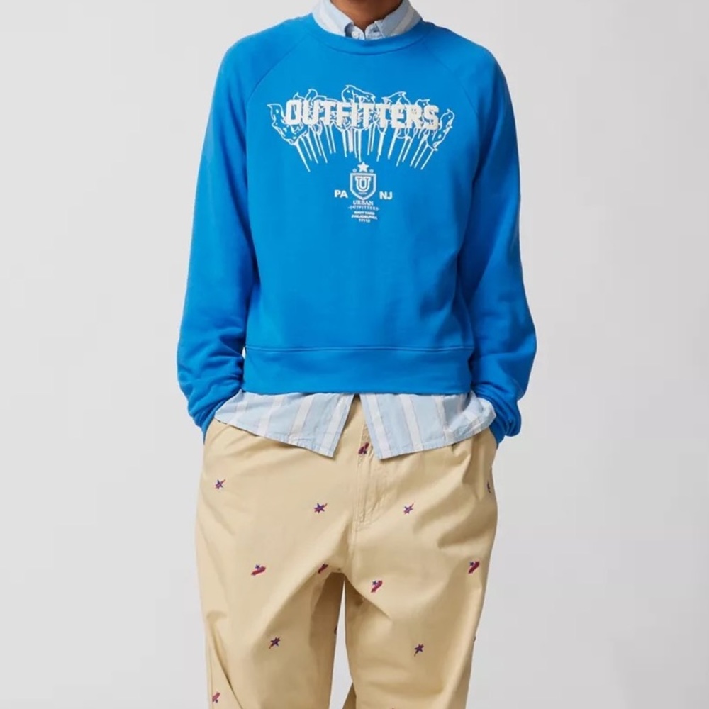 NWT Urban Outfitters Justin Graphic Print Shrunken Crew Neck Sweatshirt XXL